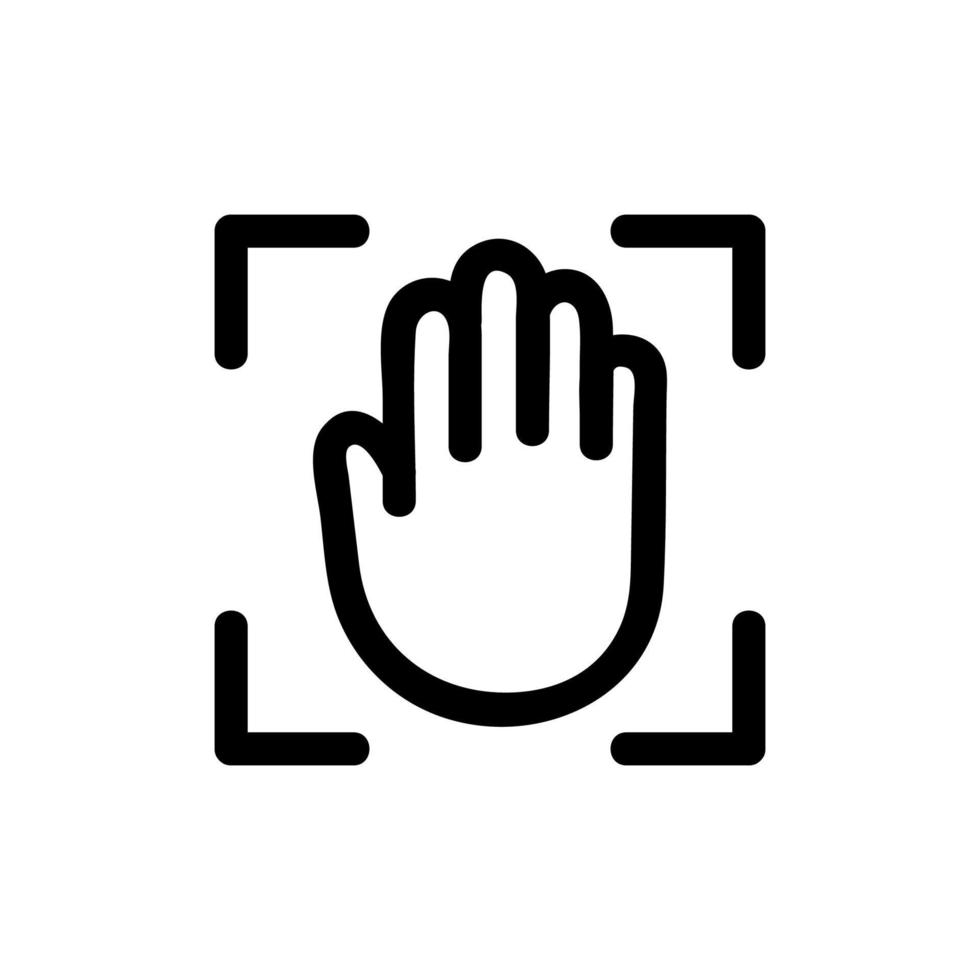 scannez le vecteur d'icône de la main. illustration de symbole de contour isolé