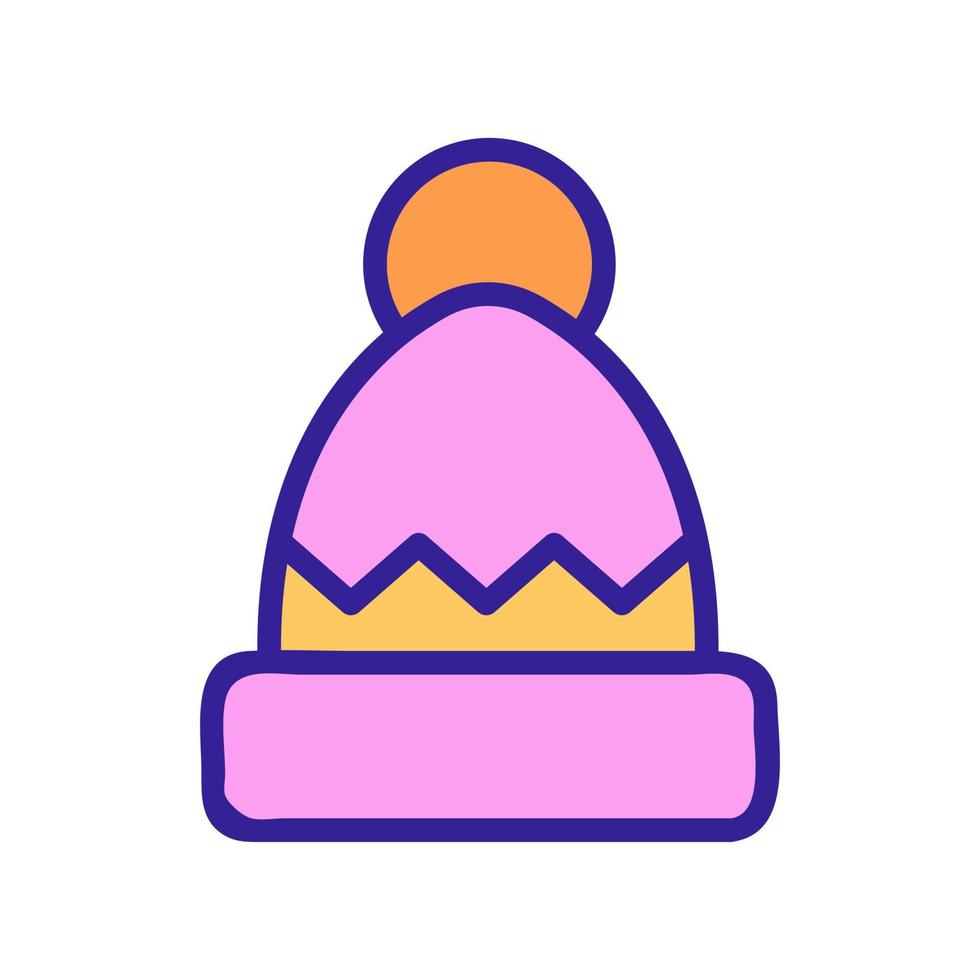 chapeau avec pompon et icône de motif contour vectoriel illustration