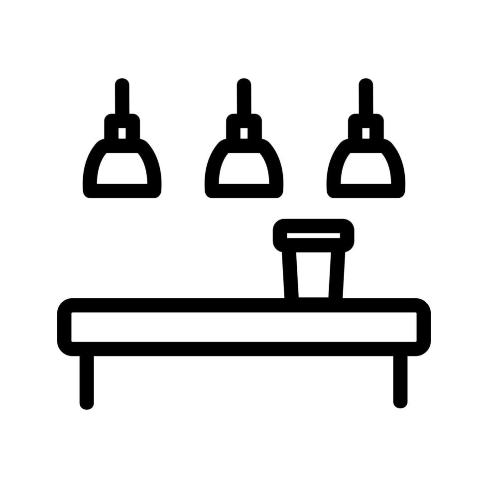 table dans le vecteur d'icône de café. illustration de symbole de contour isolé