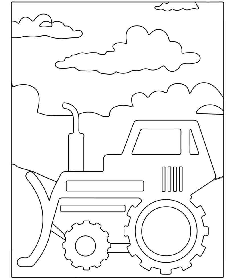 coloriage de dessin animé. véhicules de chantier. livre de coloriage pour kids.outline vecteur