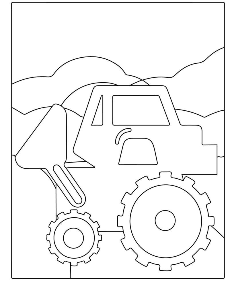 coloriage de dessin animé. véhicules de chantier. livre de coloriage pour kids.outline vecteur