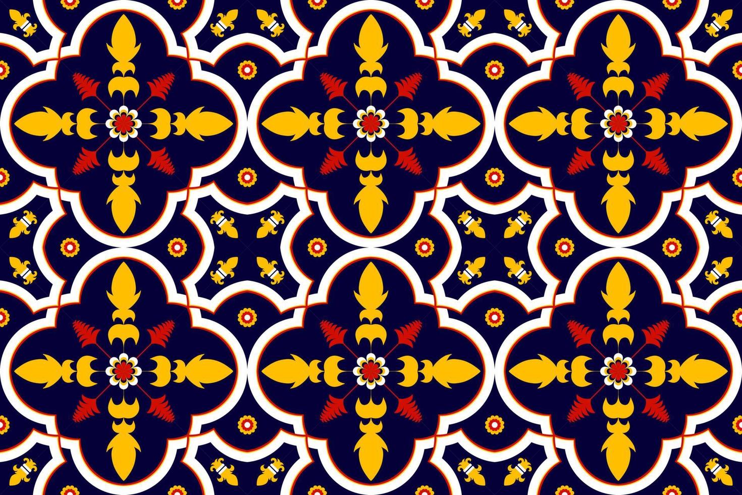 couleur de fleur de motif ethnique sans couture oriental. style natif. conception pour le fond, la texture, le tissu, le batik, les vêtements, l'emballage, le papier peint, le tapis, le carrelage, la broderie vecteur