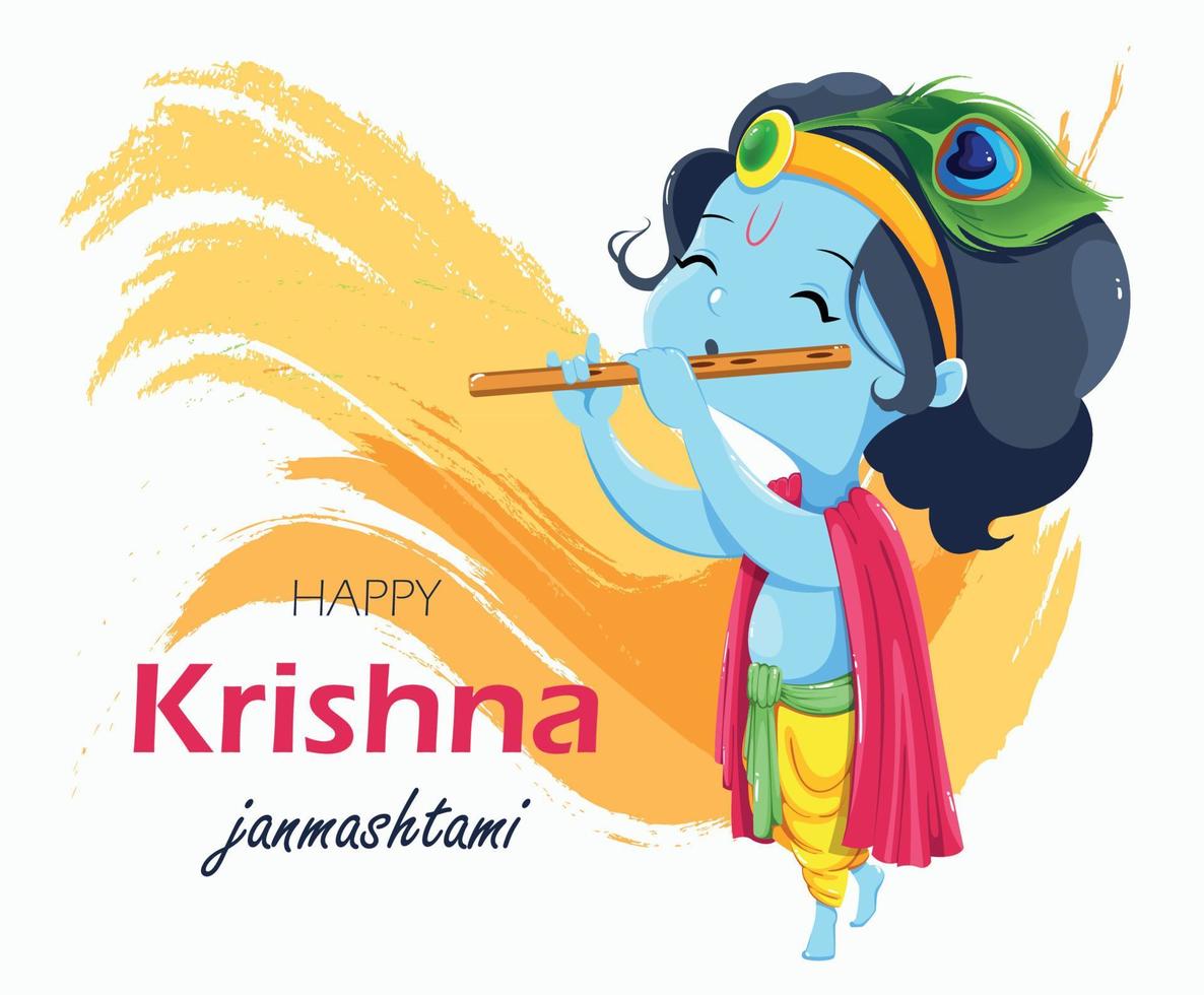 carte de voeux joyeux krishna janmashtami vecteur