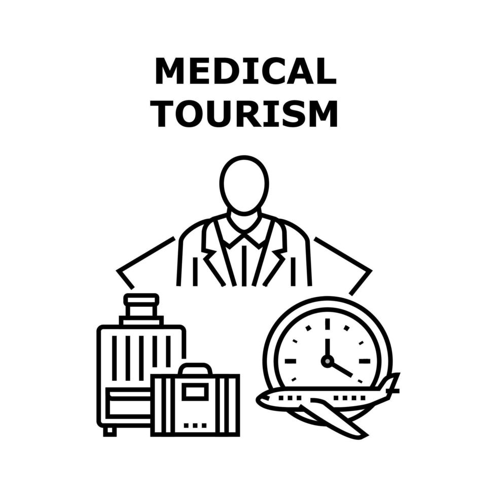 illustration noire de concept de vecteur de tourisme médical