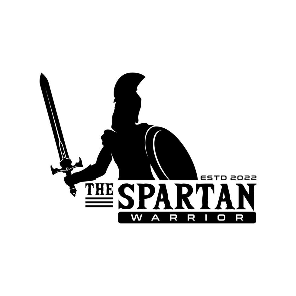 vecteur de silhouette de soldat de guerre romaine, inspiration de conception de logo de guerrier spartiate