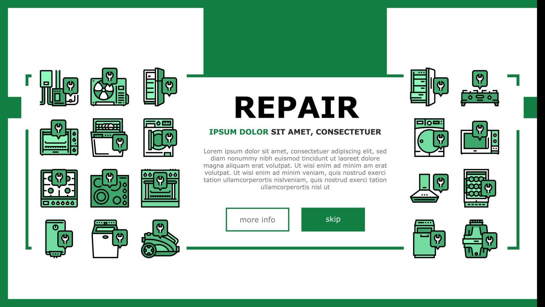 appareils réparation maintenance vecteur d'en-tête d'atterrissage