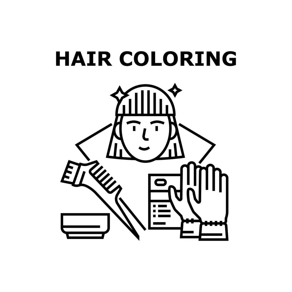 concept de vecteur de coloration des cheveux illustration noire