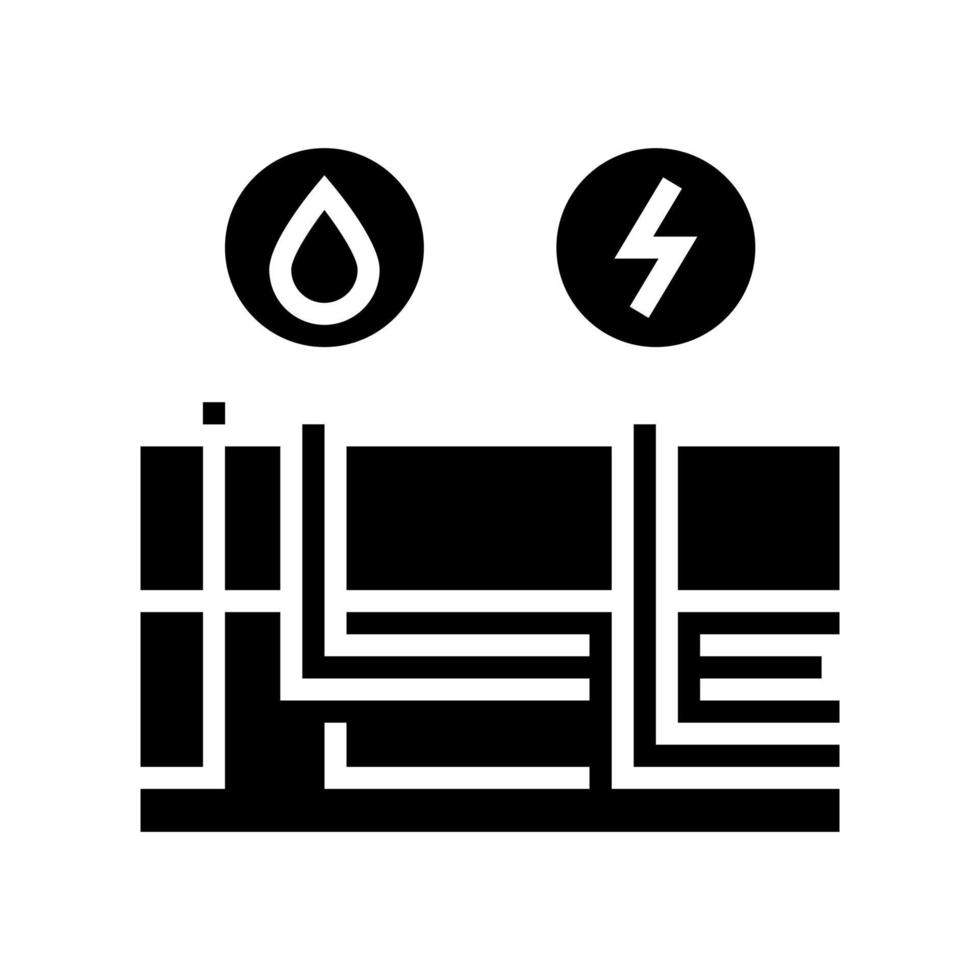 bâtiment drainage et électricité glyphe icône illustration vectorielle vecteur