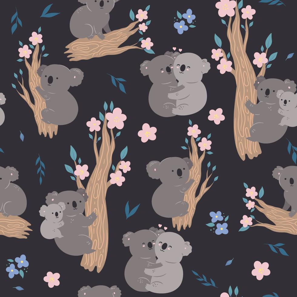 modèle sans couture avec des koalas mignons. graphiques vectoriels. vecteur