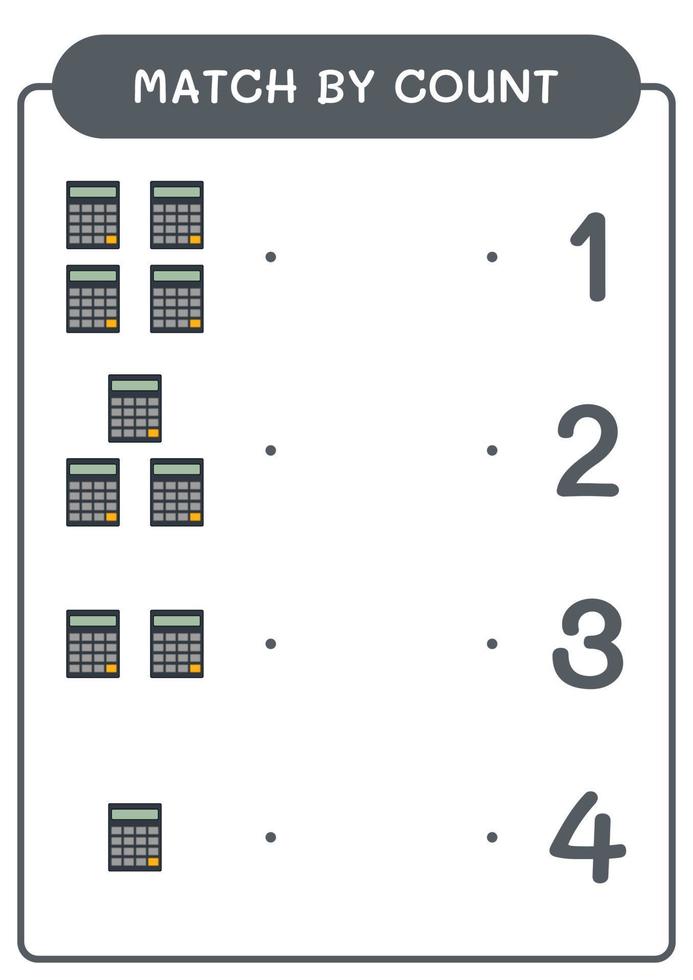 match par nombre de calculatrice, jeu pour enfants. illustration vectorielle, feuille de calcul imprimable vecteur