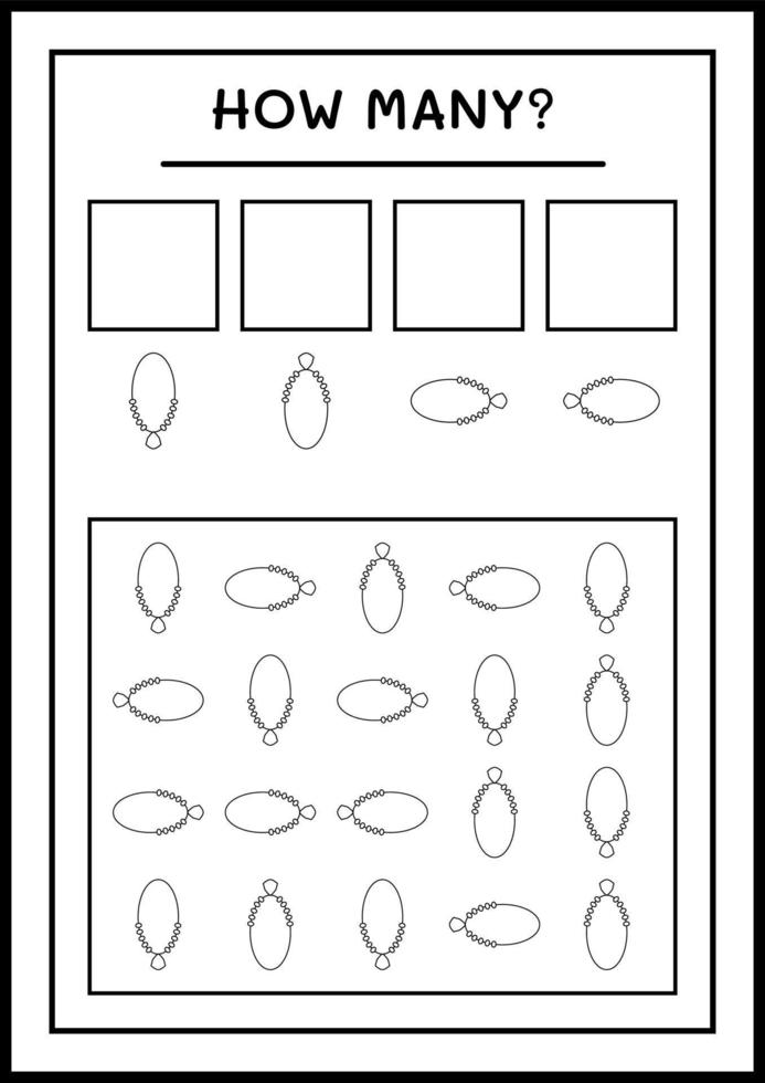 combien de pendentif, jeu pour enfants. illustration vectorielle, feuille de calcul imprimable vecteur