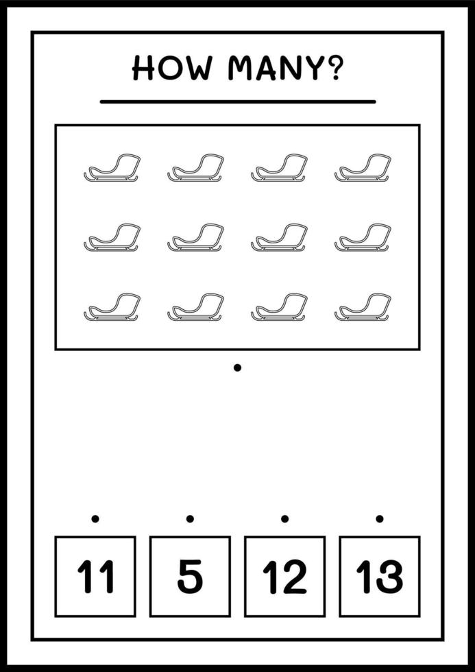 combien de traîneau du père noël, jeu pour les enfants. illustration vectorielle, feuille de calcul imprimable vecteur