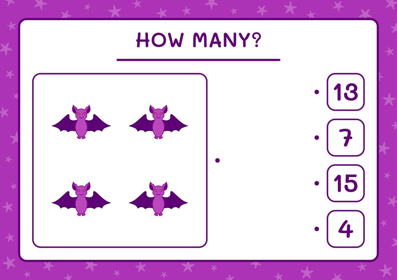 combien de chauve-souris, jeu pour enfants. illustration vectorielle, feuille de calcul imprimable vecteur