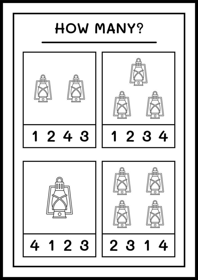 combien de lanterne de noël, jeu pour enfants. illustration vectorielle, feuille de calcul imprimable vecteur