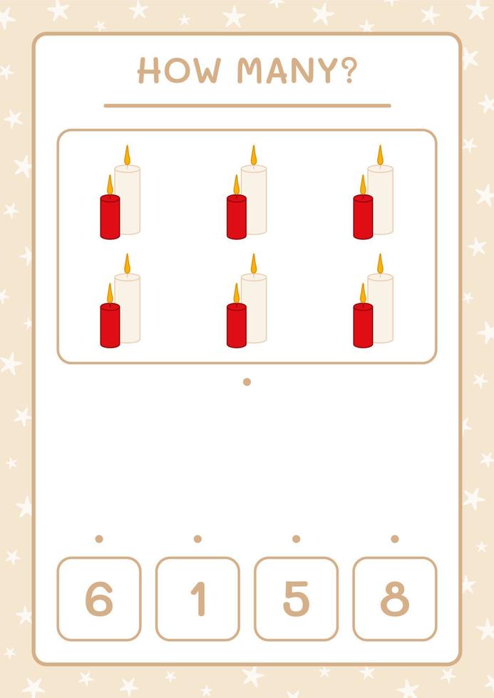 combien de bougie de noël, jeu pour enfants. illustration vectorielle, feuille de calcul imprimable vecteur