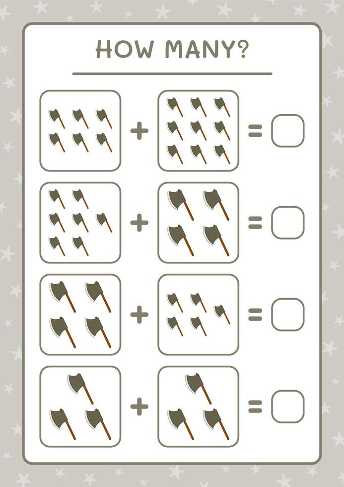 combien de hache, jeu pour enfants. illustration vectorielle, feuille de calcul imprimable vecteur