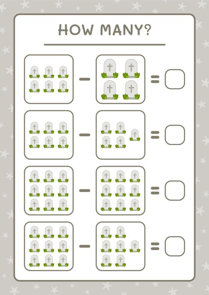 combien de pierre tombale, jeu pour enfants. illustration vectorielle, feuille de calcul imprimable vecteur