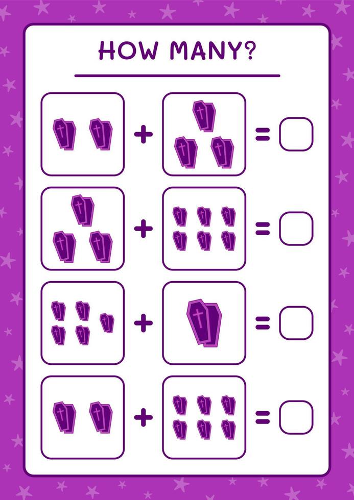 combien de cercueil, jeu pour enfants. illustration vectorielle, feuille de calcul imprimable vecteur