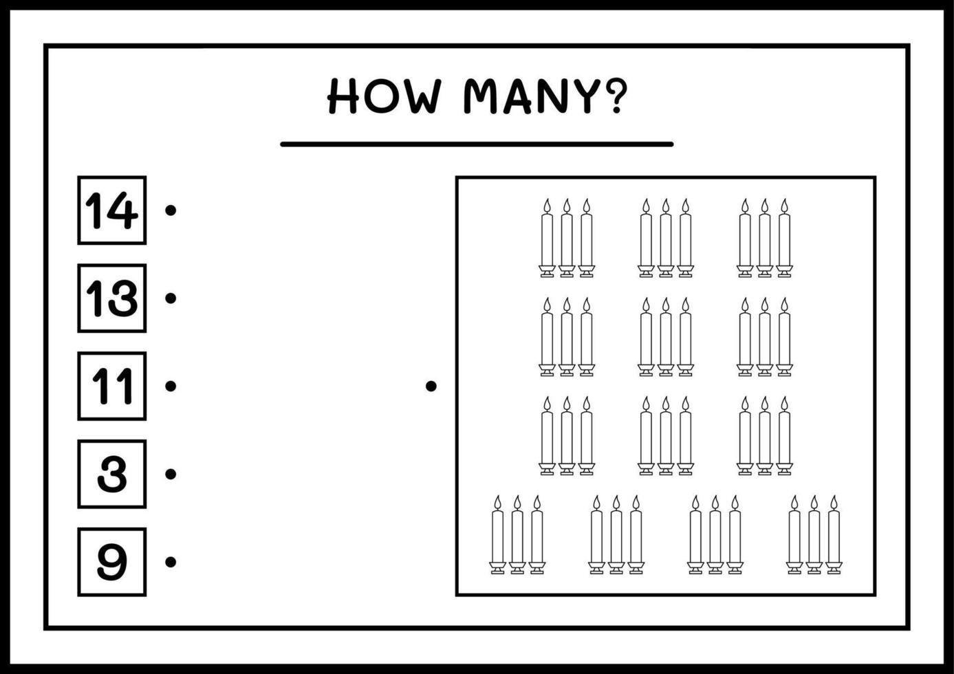 combien de bougie de noël, jeu pour enfants. illustration vectorielle, feuille de calcul imprimable vecteur