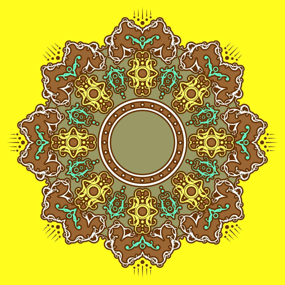 Download Ornements décoratifs de Mandala Vector Background jaune ...
