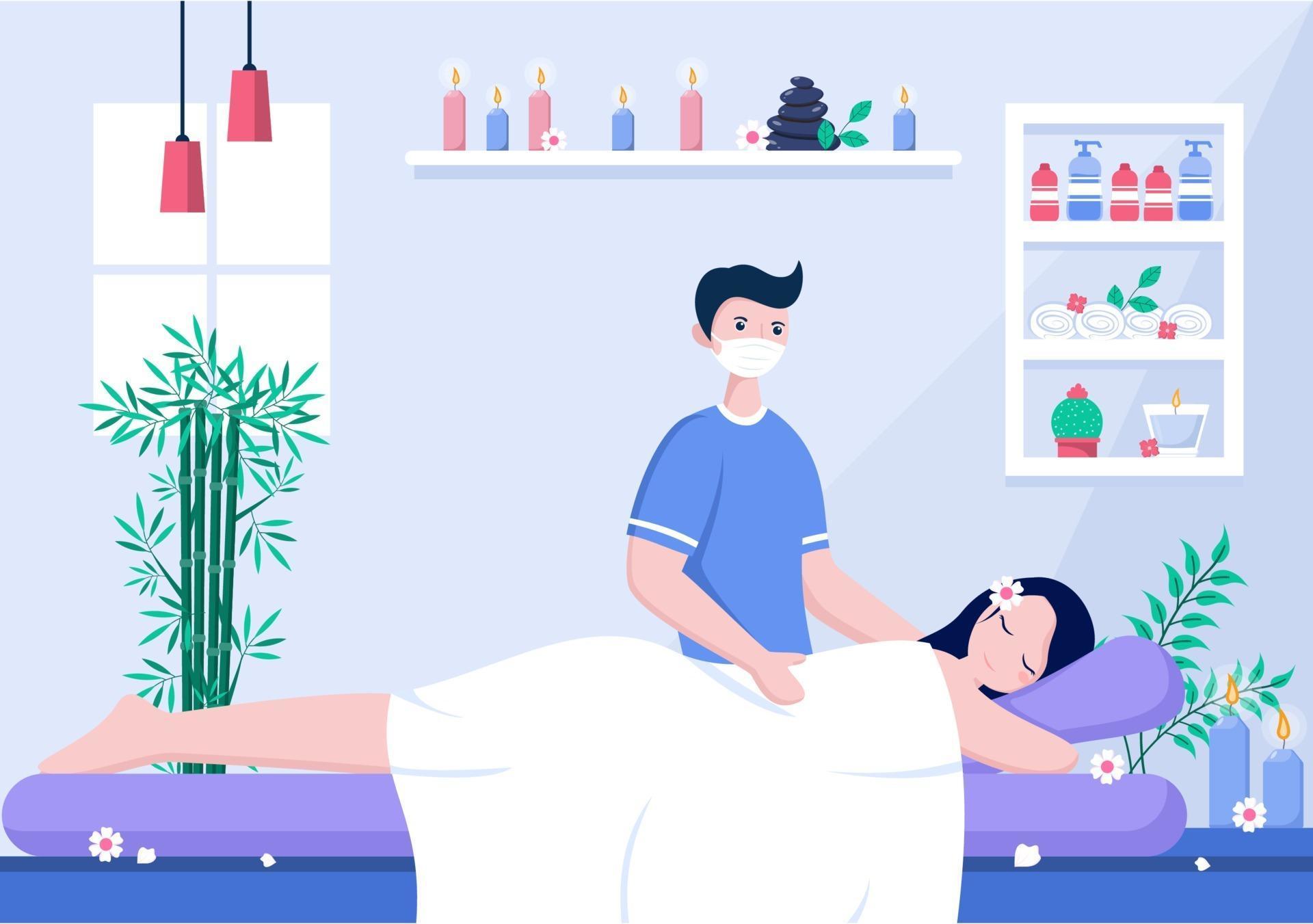 Illustration Vectorielle De Massage Dans Un Salon De Beauté Spa Pour