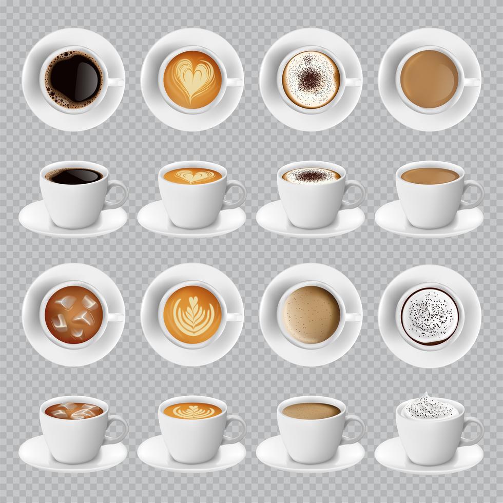 Différentes sortes de café réalistes vecteur