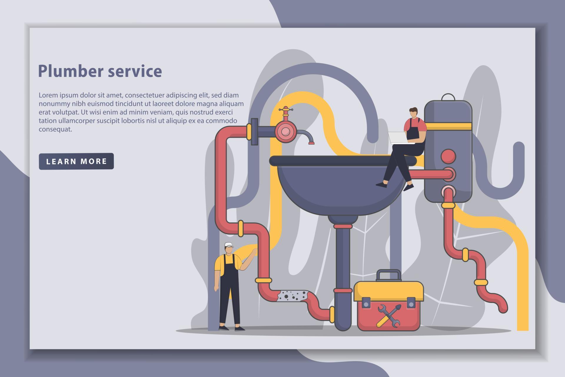 concept de page de destination de service de plombier illustration vecteur