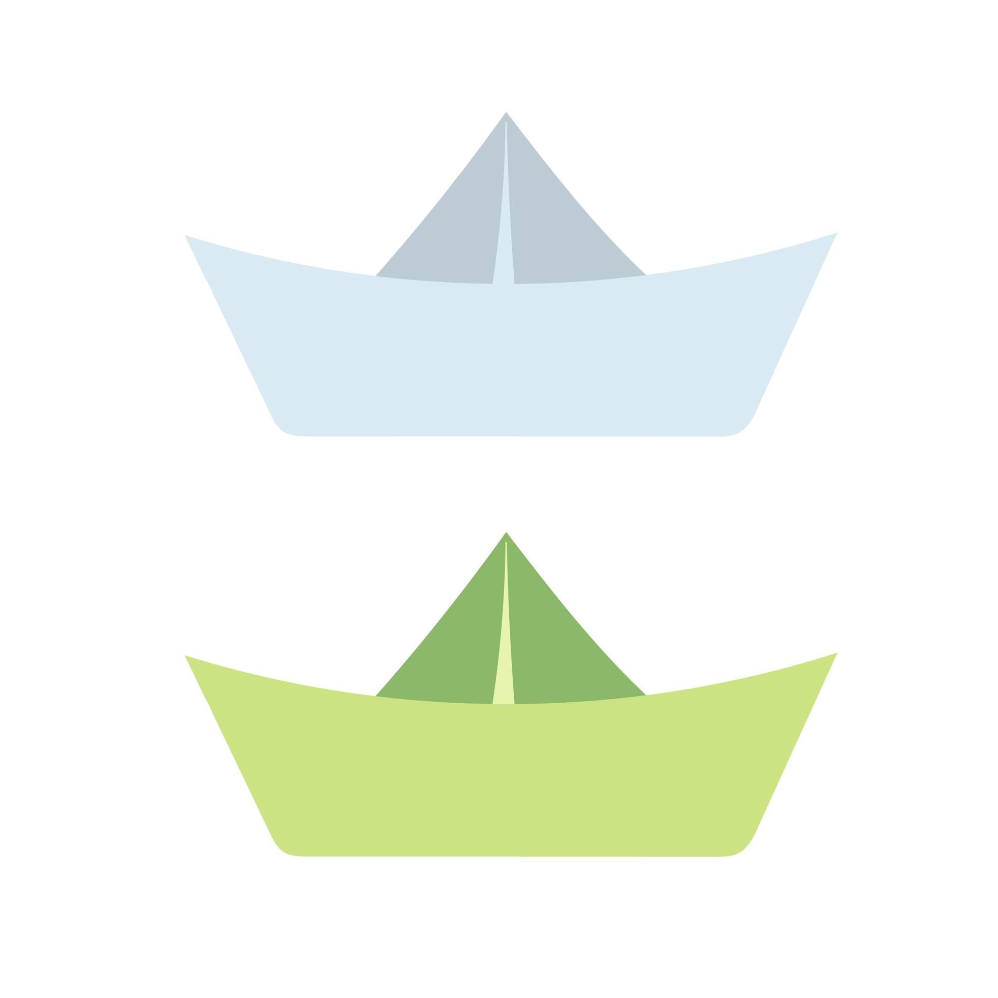 icônes de bateau en papier dessinés à la main. dessin simple d'un bateau en origami vecteur
