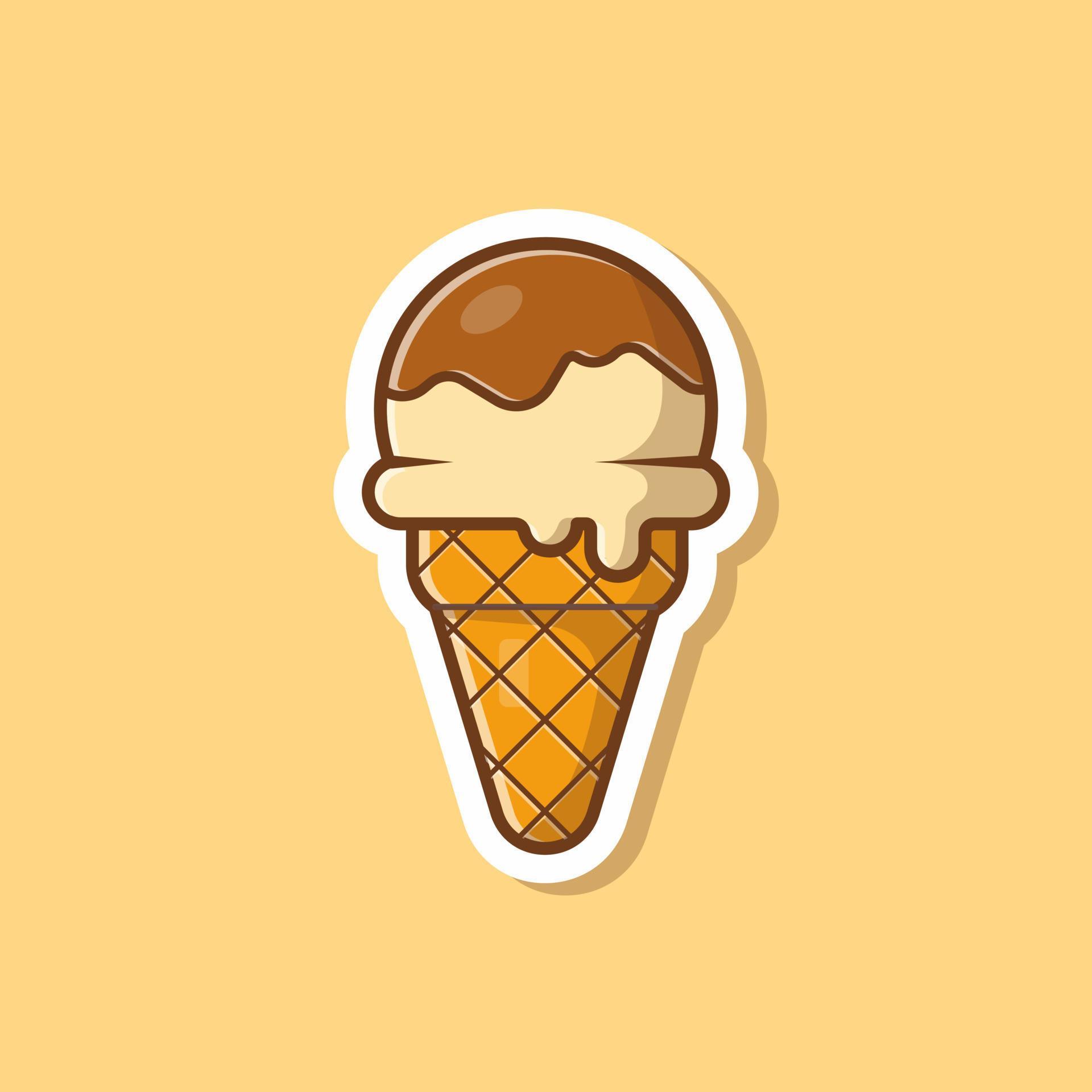 illustration d'icône vectorielle de cône de crème glacée. concept d'icône d'objet alimentaire isolé vecteur premium. style de dessin animé plat
