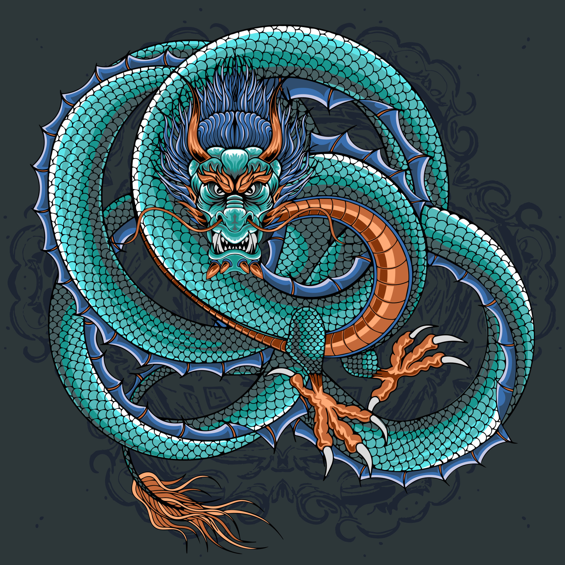 conception de couleur de tatouage de dragon chinois 10814278 Art vectoriel  chez Vecteezy