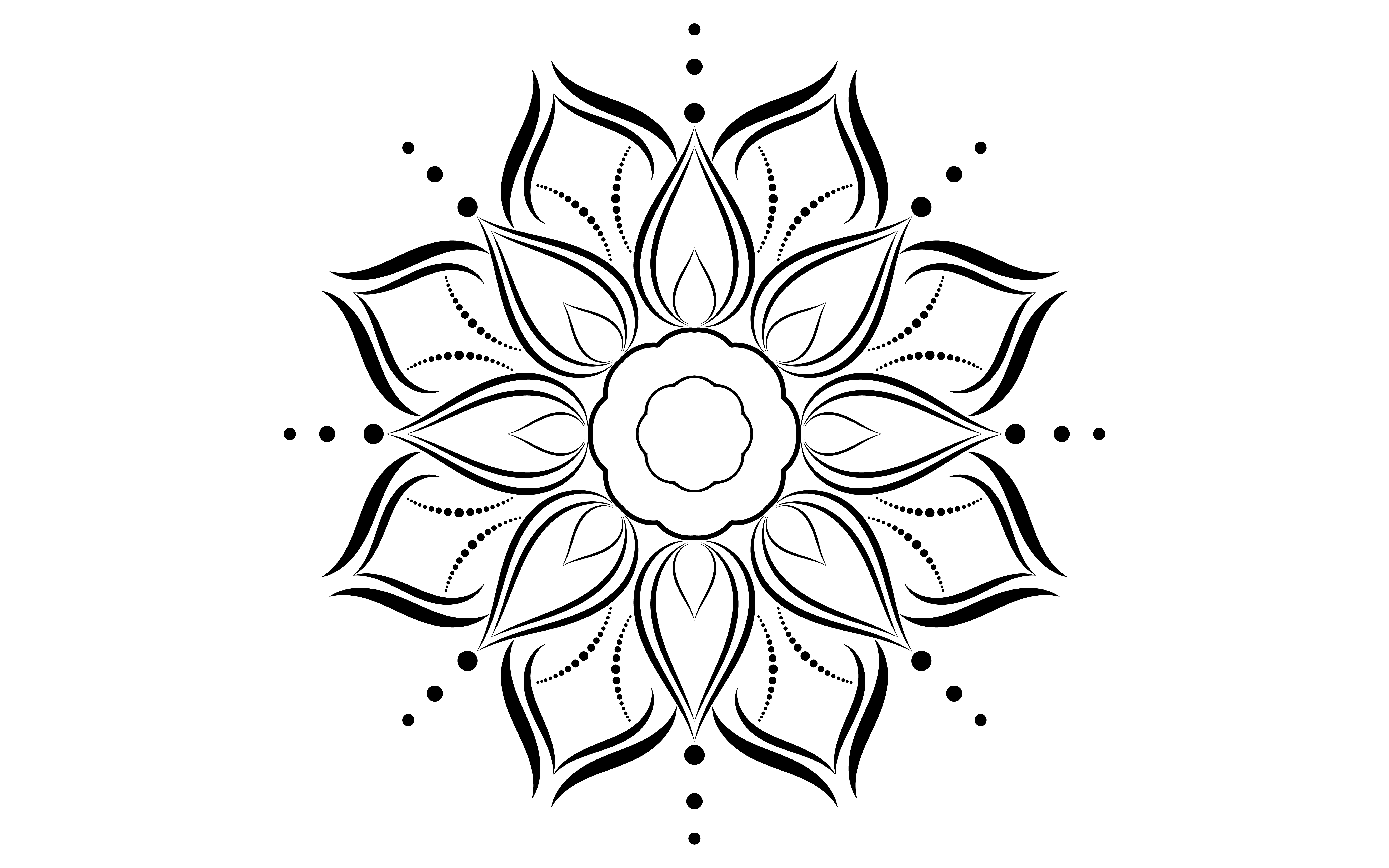  motif  de mandala simple  floral noir et blanc 1101312 