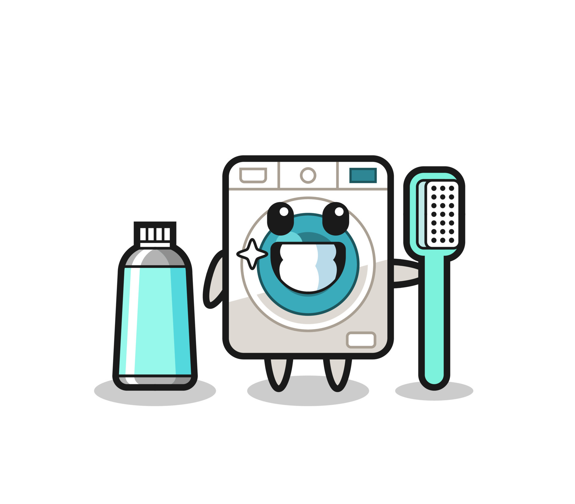 illustration de mascotte de machine à laver avec une brosse à dents  11934745 Art vectoriel chez Vecteezy