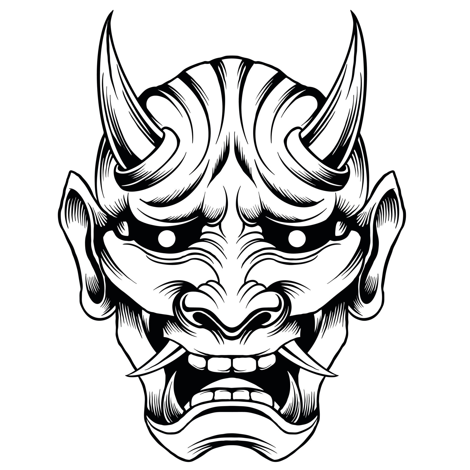 illustration de masque oni en noir et blanc 13351267 Art vectoriel