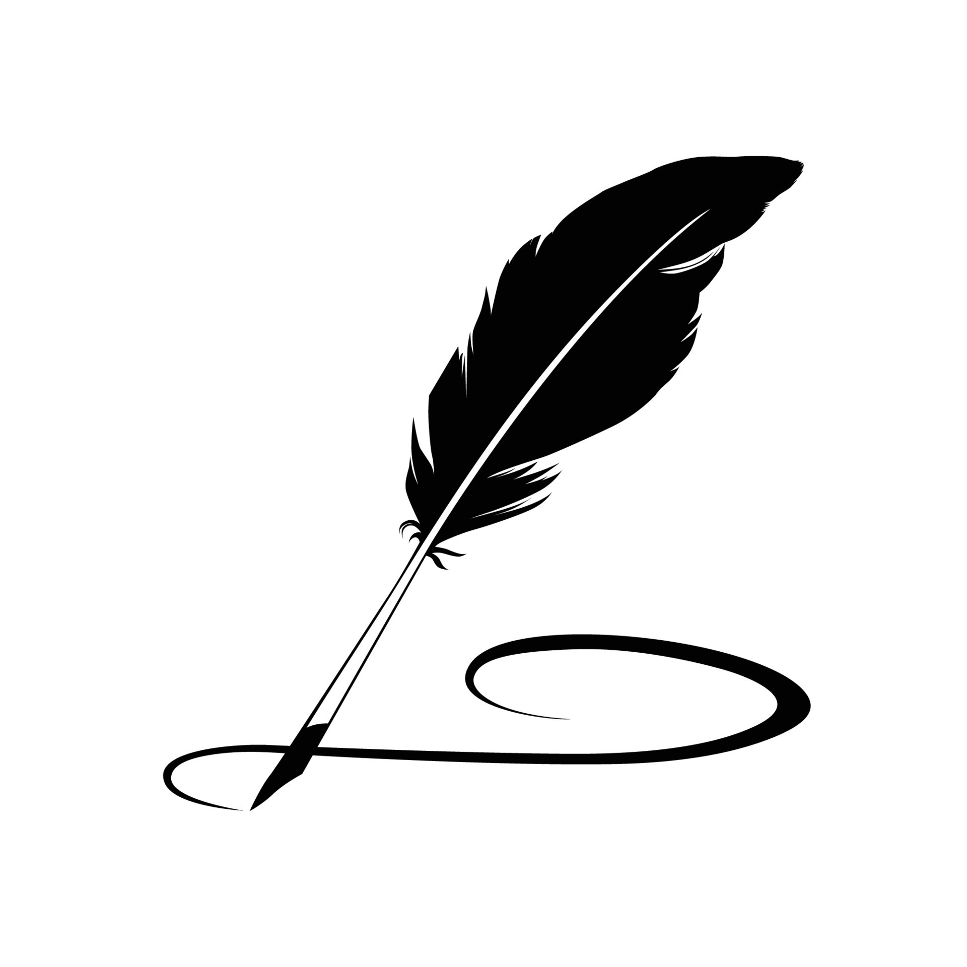 plume plume vintage avec trait d'encre noire, illustration de papeterie  classique isolée sur fond blanc 13669900 Art vectoriel chez Vecteezy