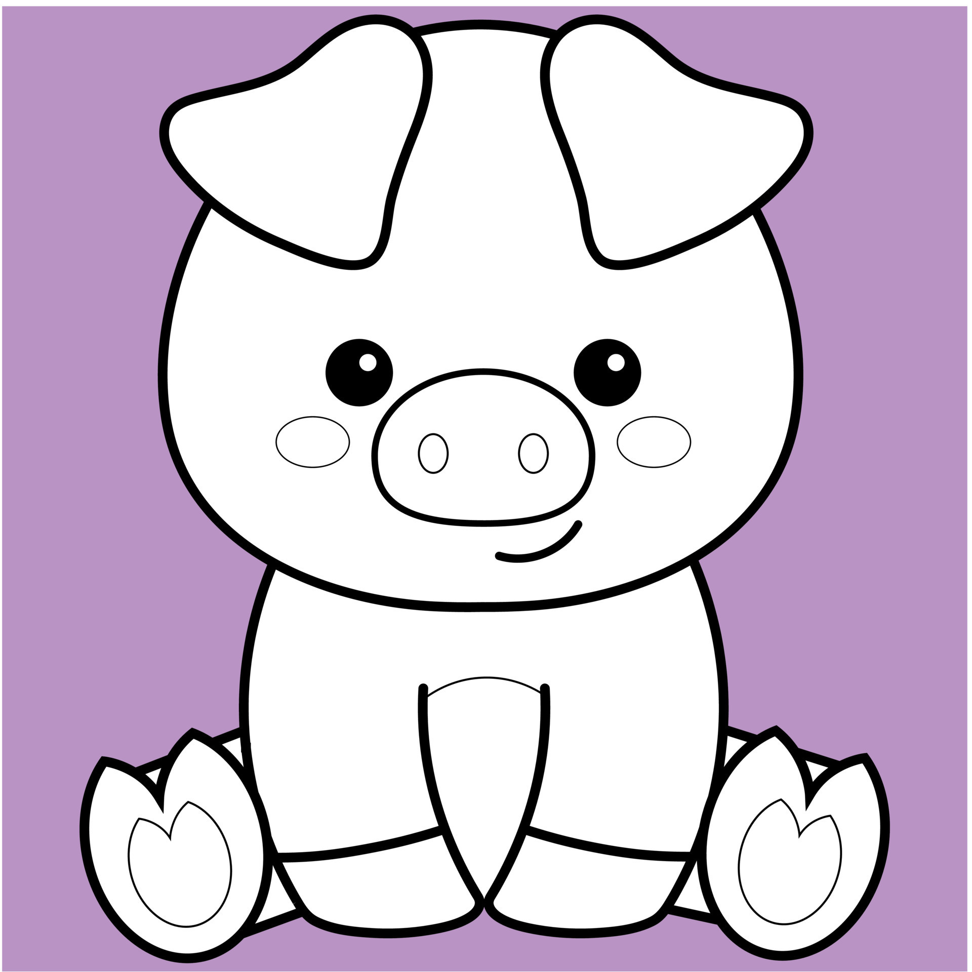 cochon mignon, contour noir et blanc de cochon kawaii pour livre de  coloriage. 13754602 Art vectoriel chez Vecteezy