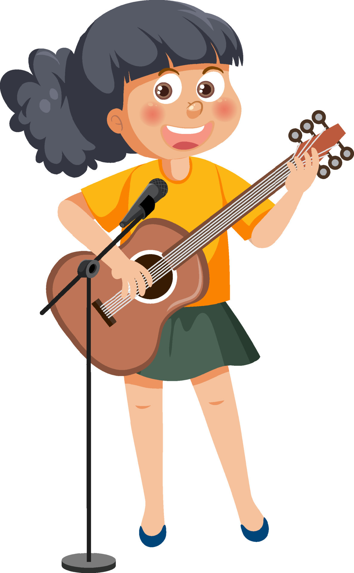 une fille en jouant un acoustique guitare. une femelle guitariste. la  musique instruments joueur illustrations. 20949411 Art vectoriel chez  Vecteezy