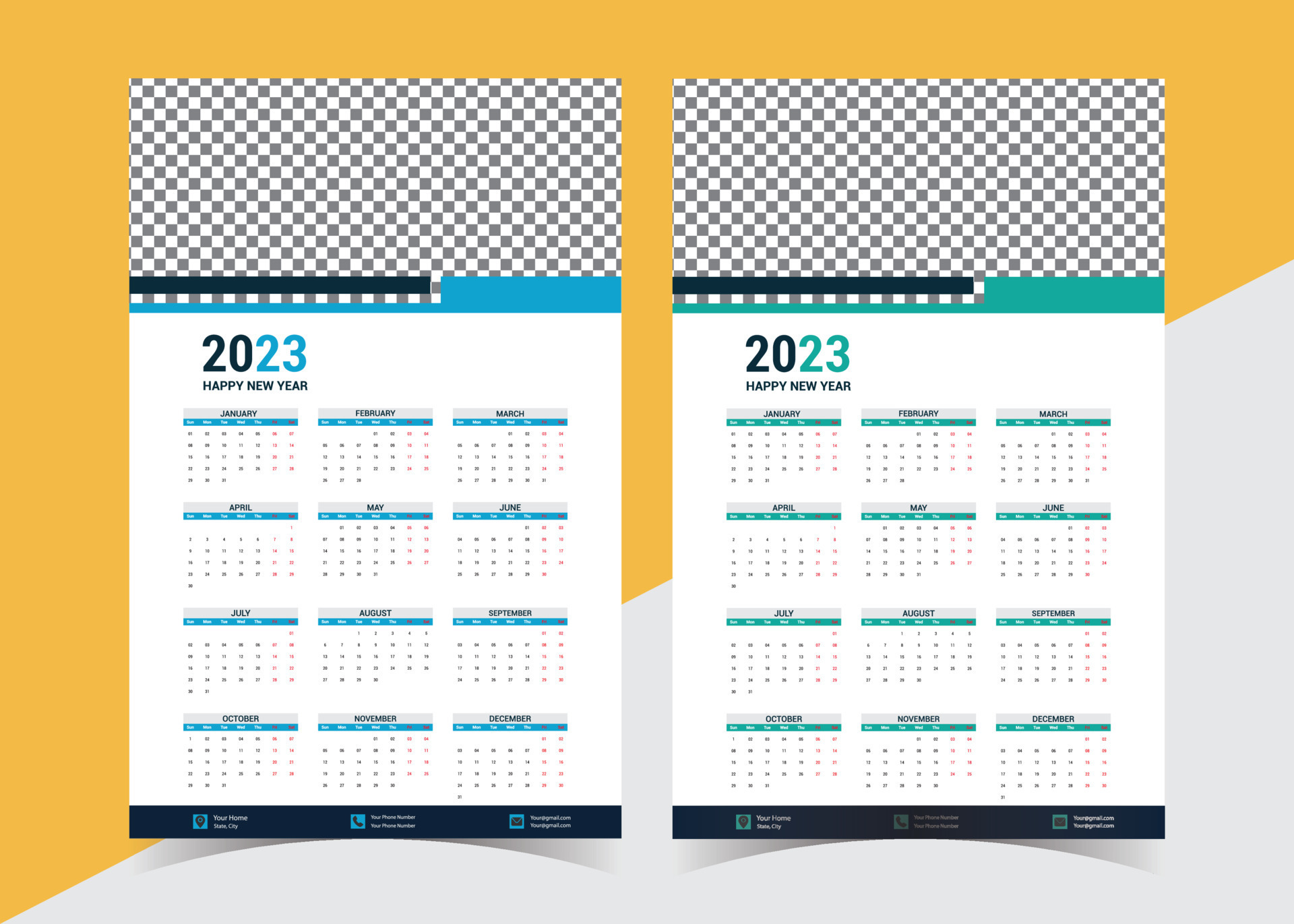 page de calendrier pour novembre 2023, planificateur mural au design  coloré. la semaine commence le lundi. 13358919 Art vectoriel chez Vecteezy