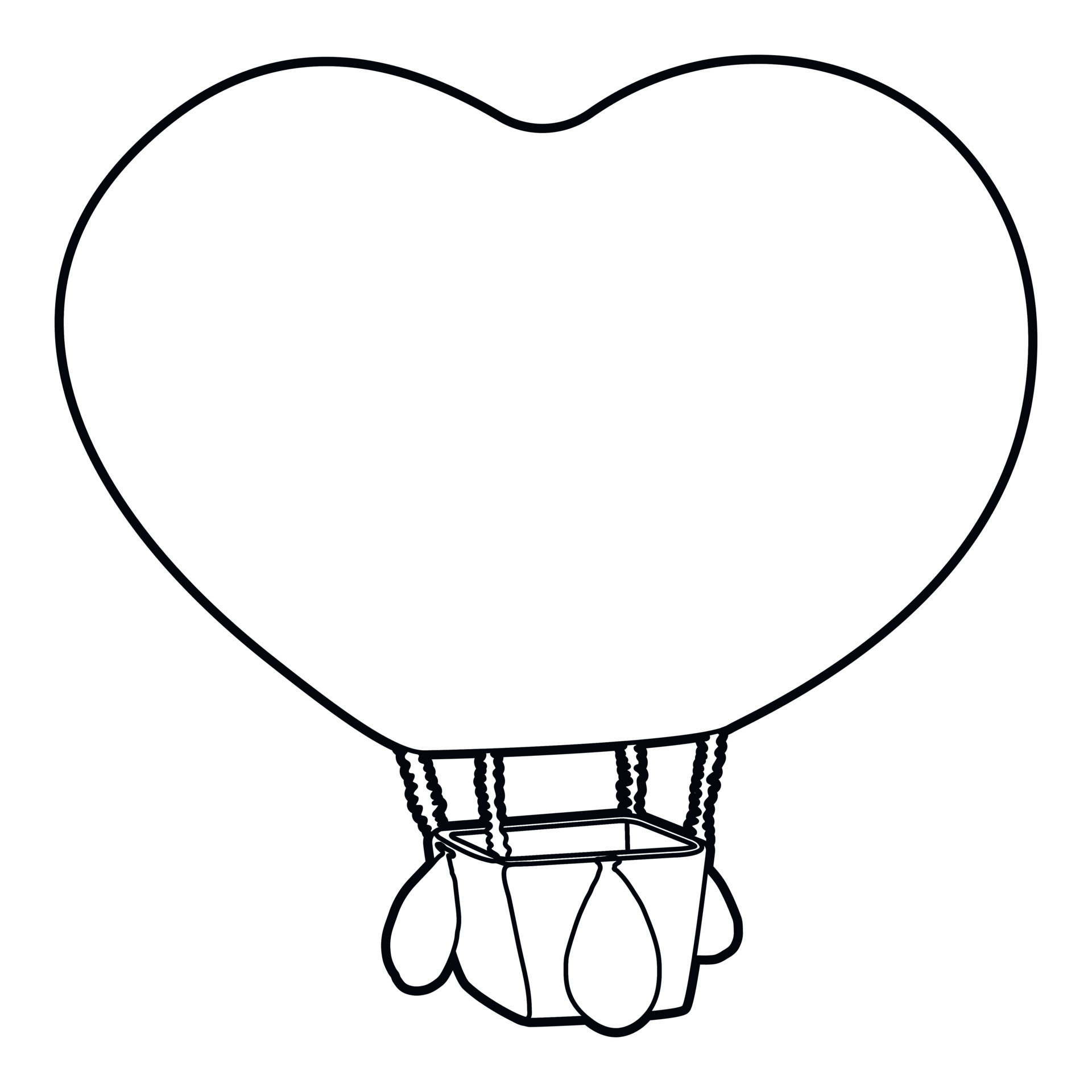 icône de contour isolé noir de ballon en forme de coeur sur fond