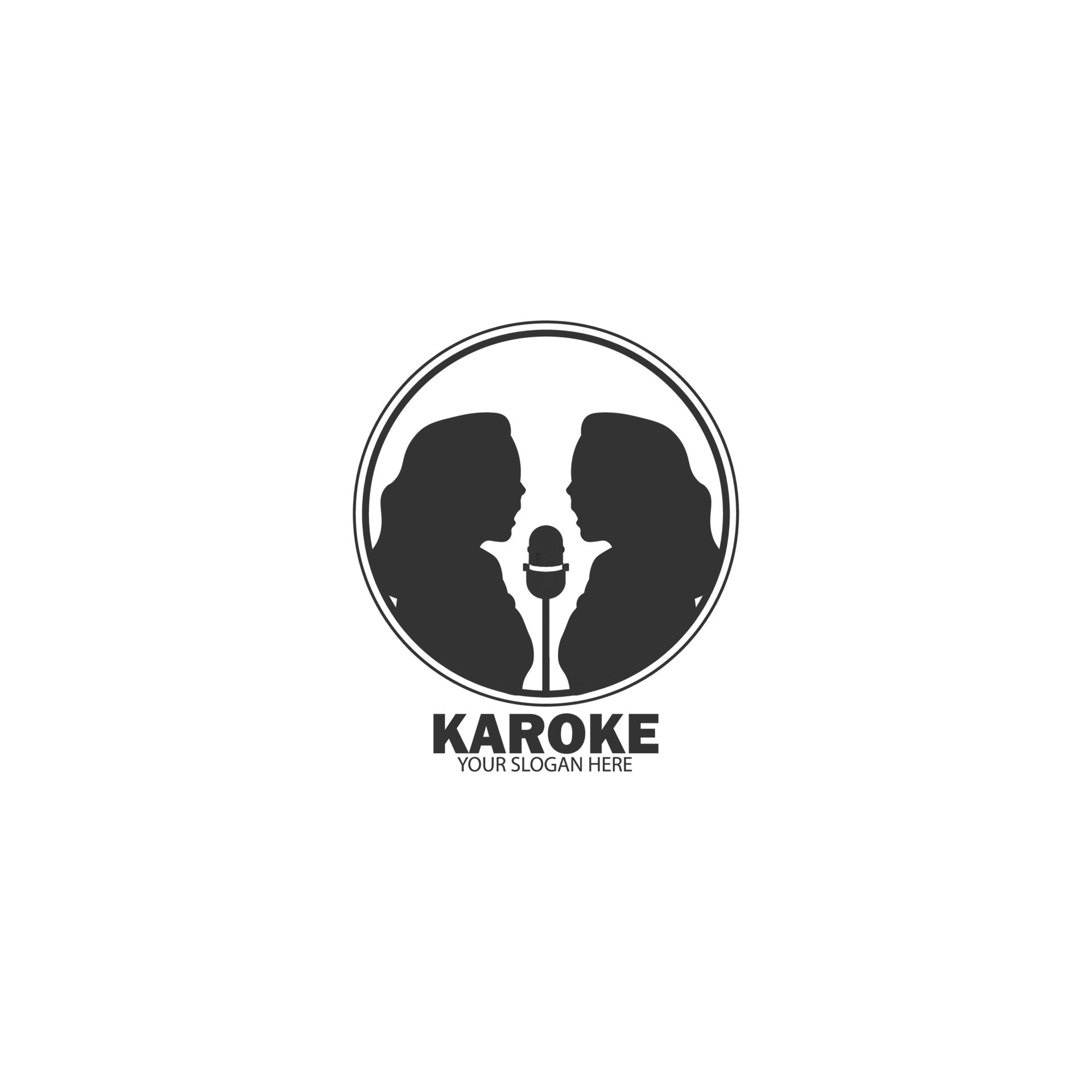 logo noir et blanc de fille de karaoké 16420434 Art vectoriel chez
