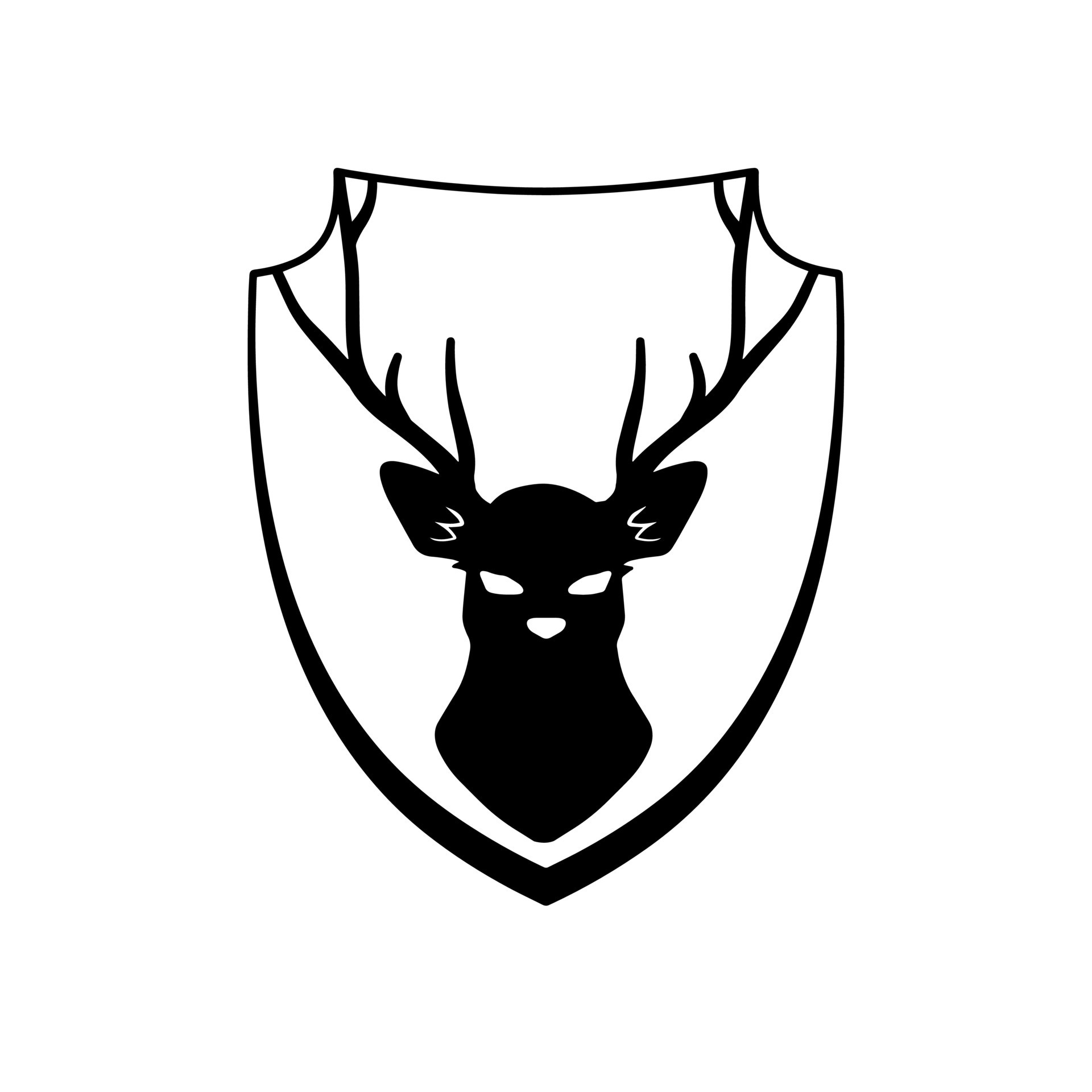 Placez Des Bois De Cerf Sur Le Bouclier, Un Chapeau De Chasseur Et Des  Cornes D'orignal Sur Le Bouclier. Bouton Carré Blanc. Vecteur Clip Art  Libres De Droits, Svg, Vecteurs Et Illustration.