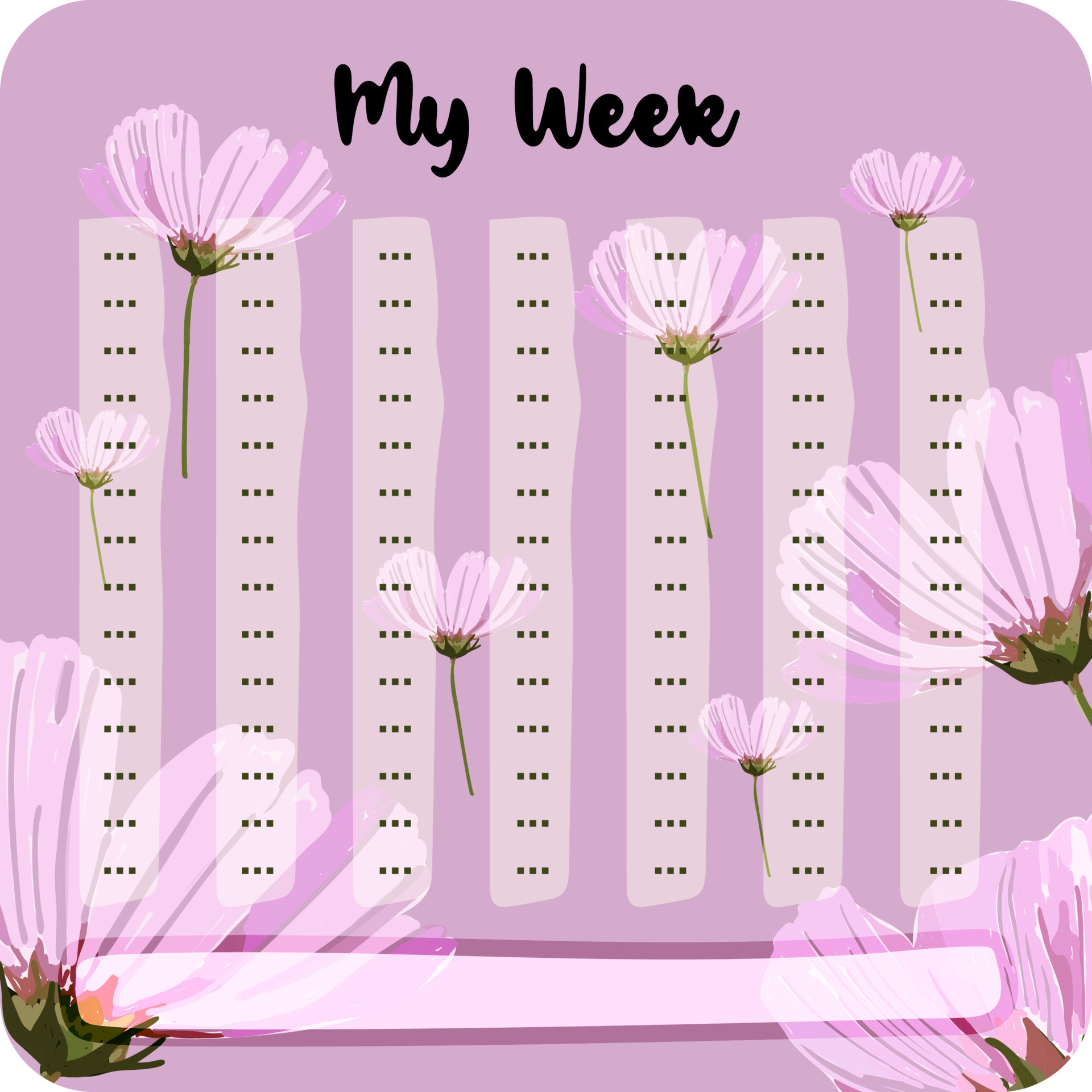 Planificateur de semaine, Motif fleurs