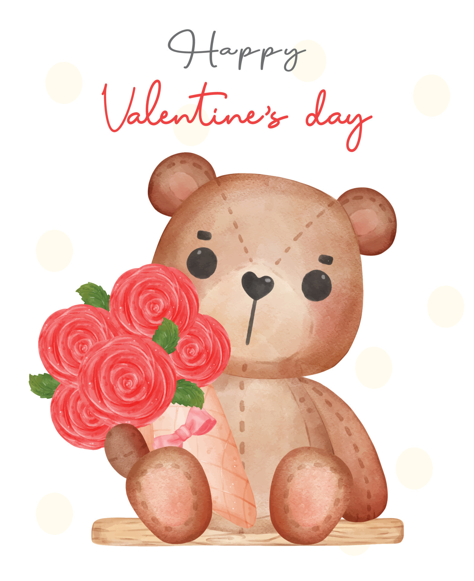 mignon happy valentine ours en peluche marron poupée câlin bouquet