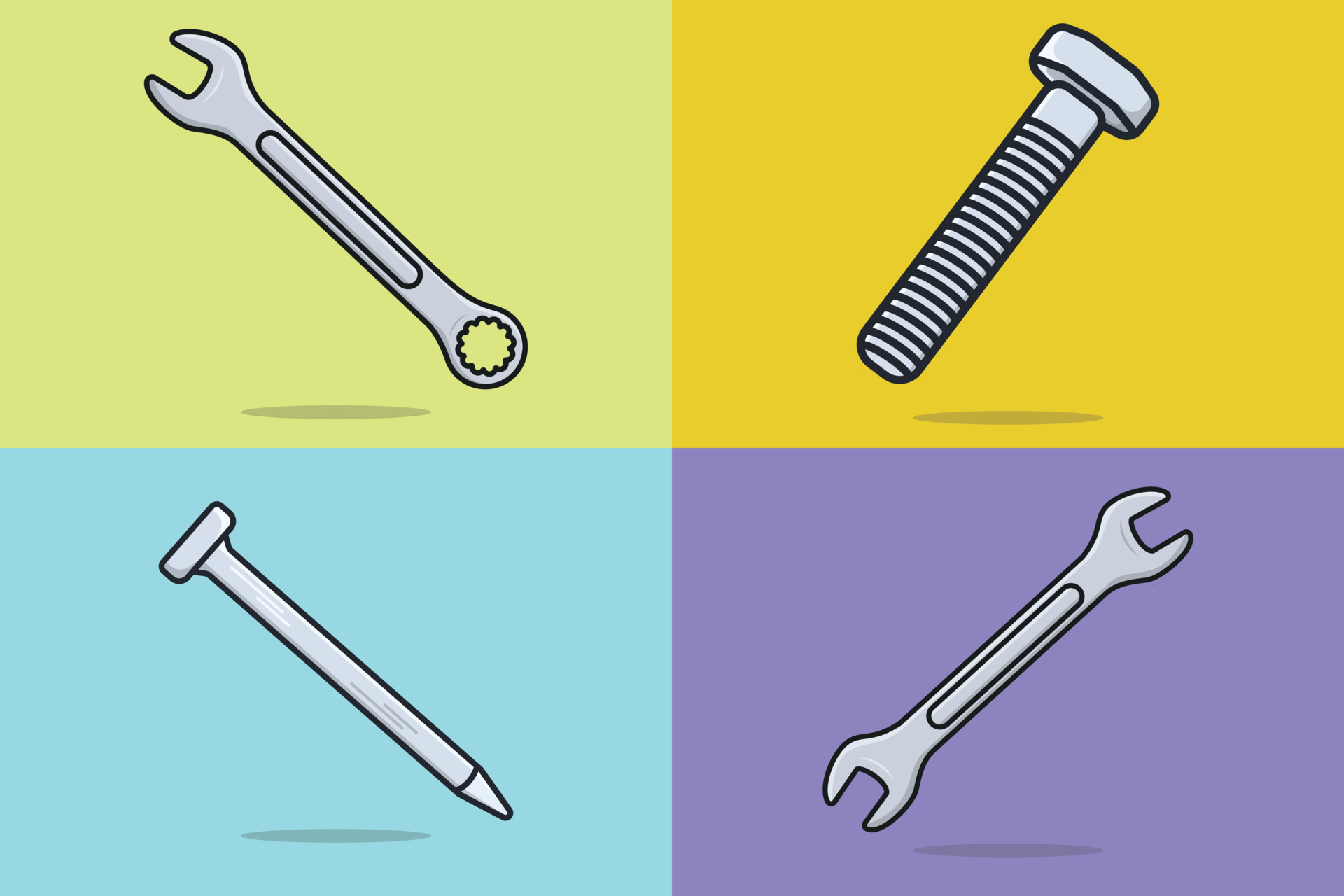 Clé Et Clé à Molette. Icône D'outils De Réparation Isolé Sur Fond