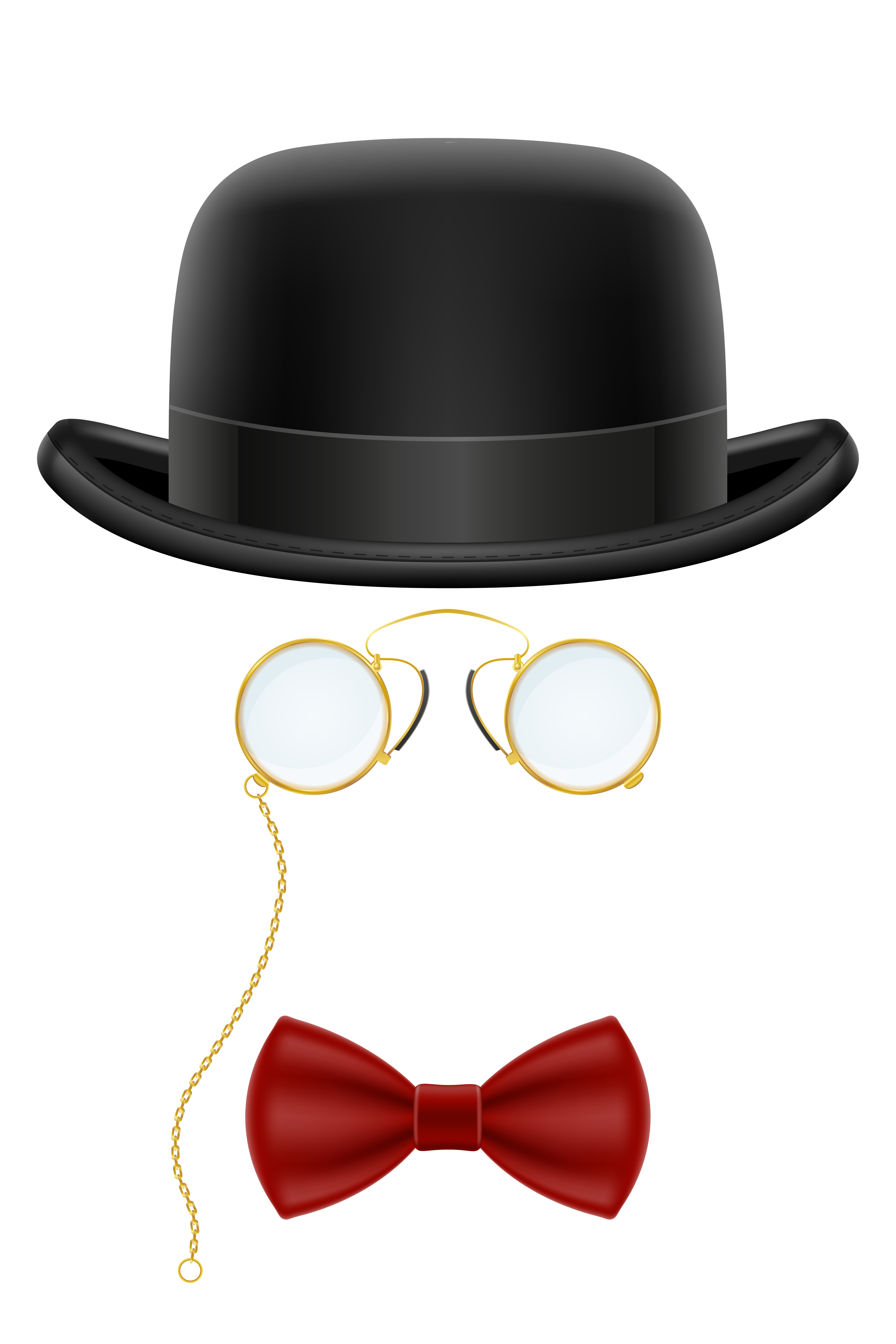 chapeau melon rétro noir avec lunettes et nœud papillon 1750699 -  Telecharger Vectoriel Gratuit, Clipart Graphique, Vecteur Dessins et  Pictogramme Gratuit