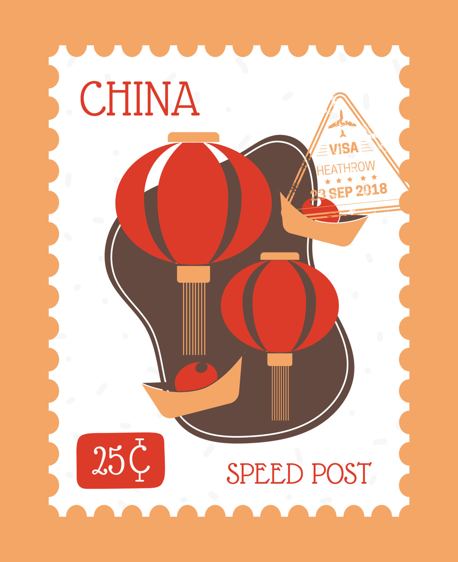 chine speed post livraison, vecteur de marque postale 17523364 Art