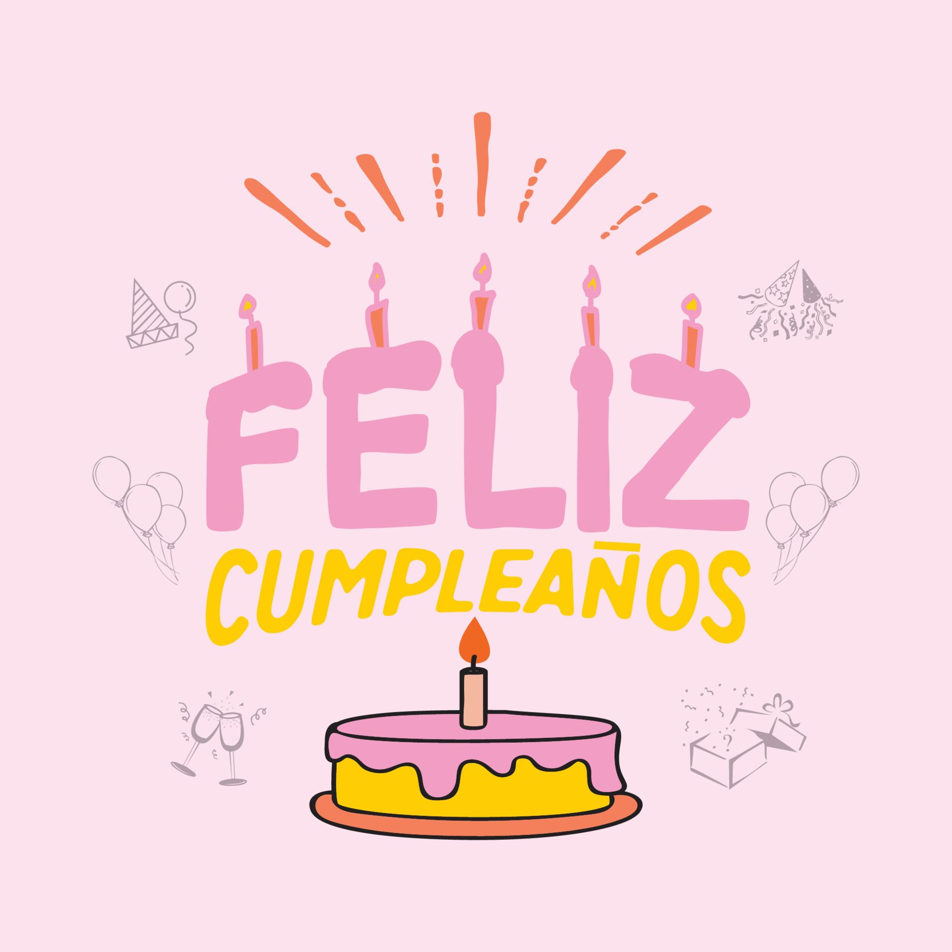 joyeux anniversaire feliz cumpleanos lettrage en espagnol 18872669 -  Telecharger Vectoriel Gratuit, Clipart Graphique, Vecteur Dessins et  Pictogramme Gratuit
