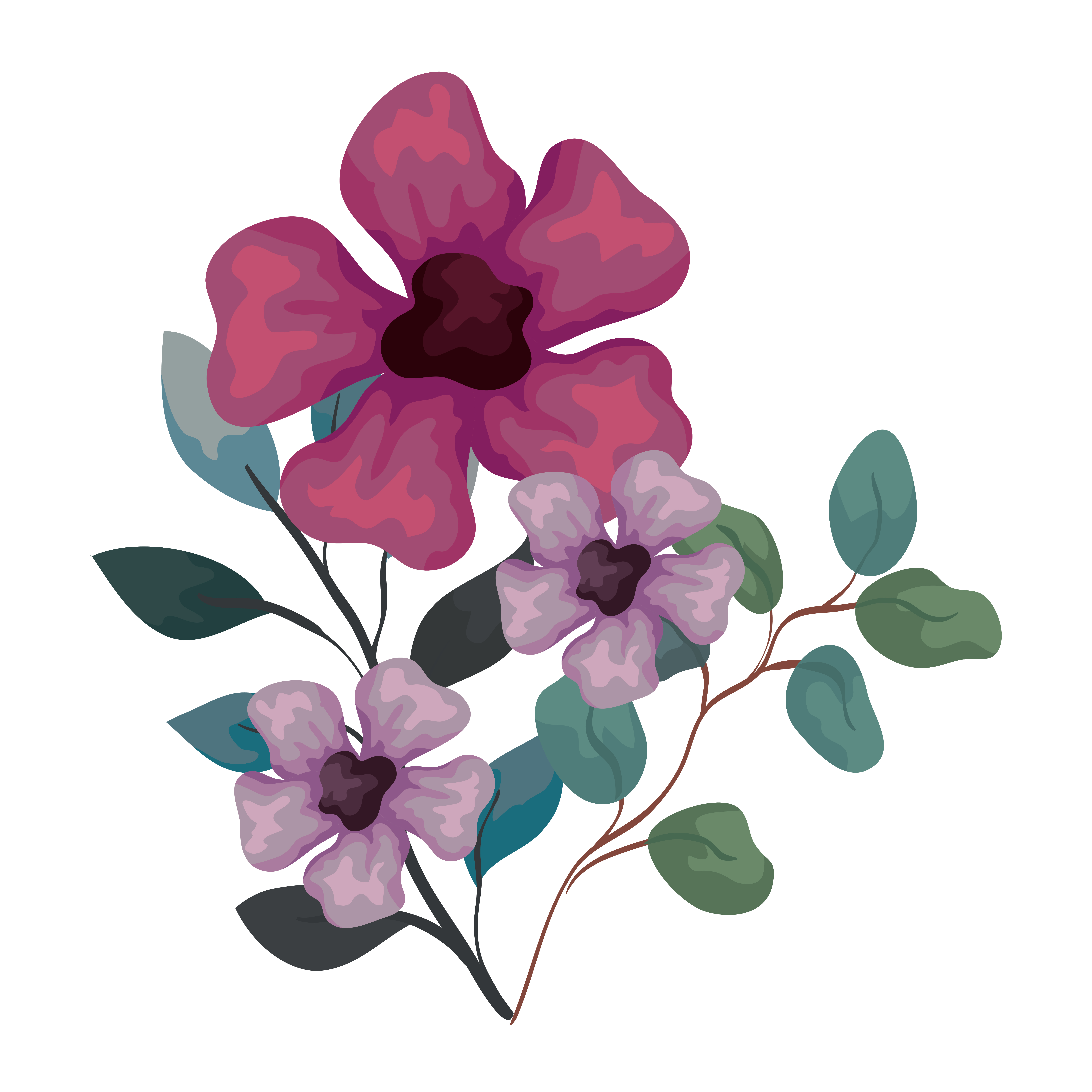 fleurs de couleur violet et lilas avec des branches et des feuilles, sur  fond blanc 1895287 - Telecharger Vectoriel Gratuit, Clipart Graphique,  Vecteur Dessins et Pictogramme Gratuit