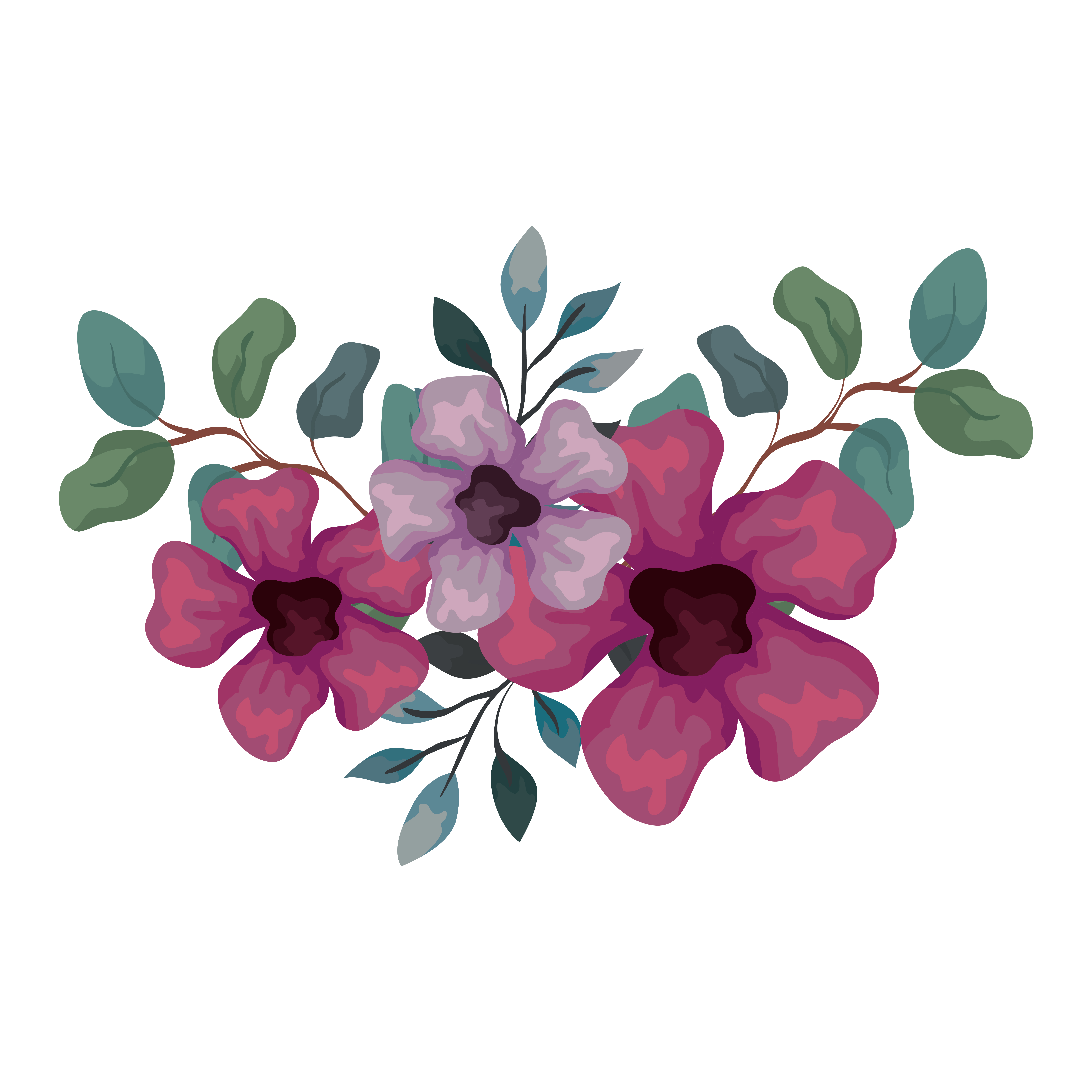 fleurs de couleur violet et lilas avec des branches et des feuilles, sur  fond blanc 1895312 - Telecharger Vectoriel Gratuit, Clipart Graphique,  Vecteur Dessins et Pictogramme Gratuit