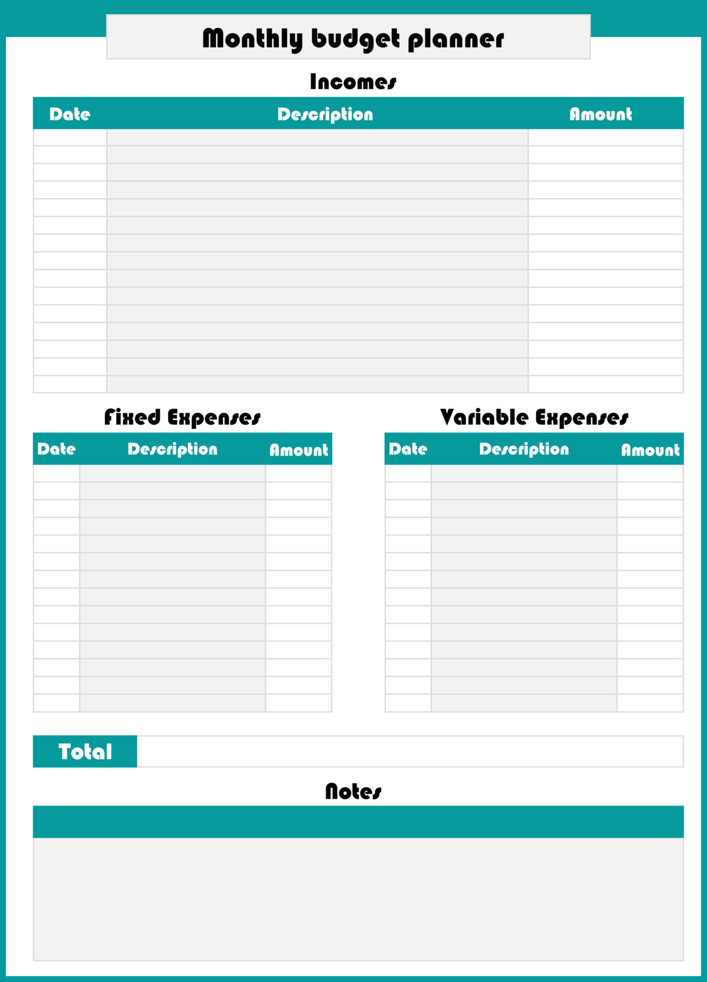 planificateur de budget mensuel et hebdomadaire. format a4 6412526 Art  vectoriel chez Vecteezy