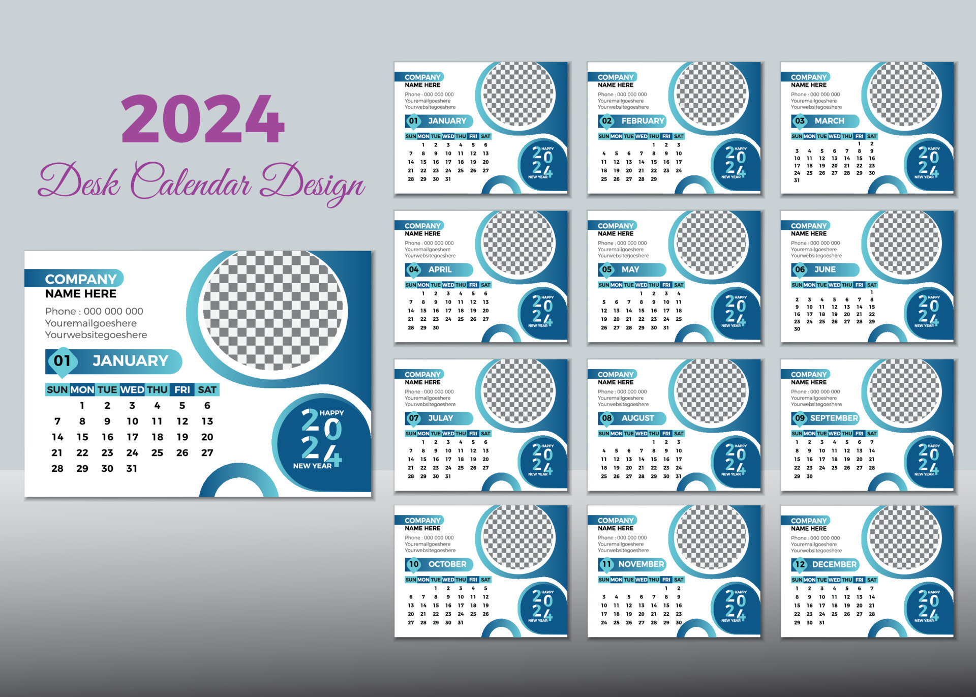 bureau calendrier 2024 ou mensuel hebdomadaire programme Nouveau